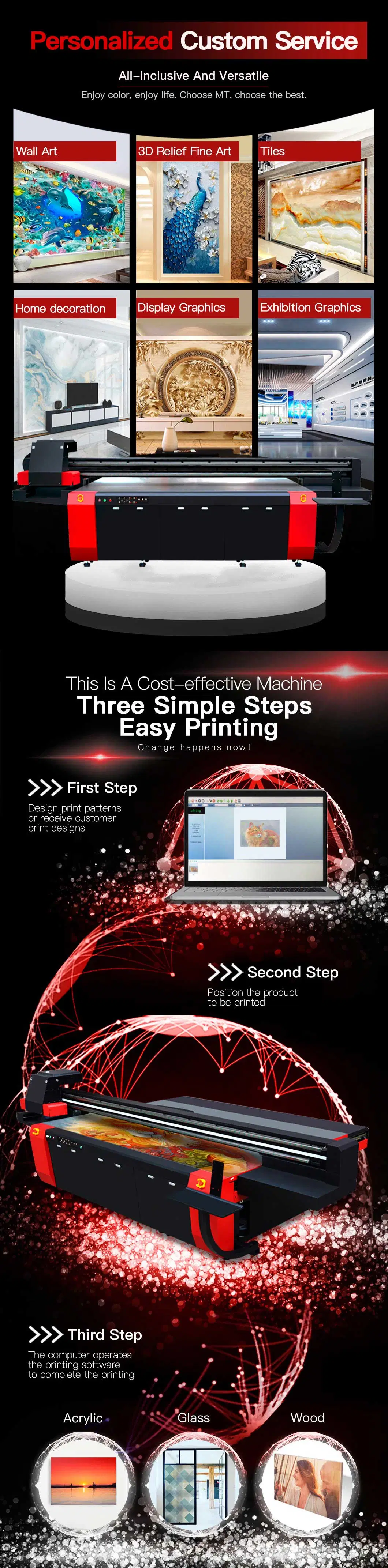 Digital Large Format 2513 2030 UV Flatbed Printer for Dibond Metal Correx Foamex Printing